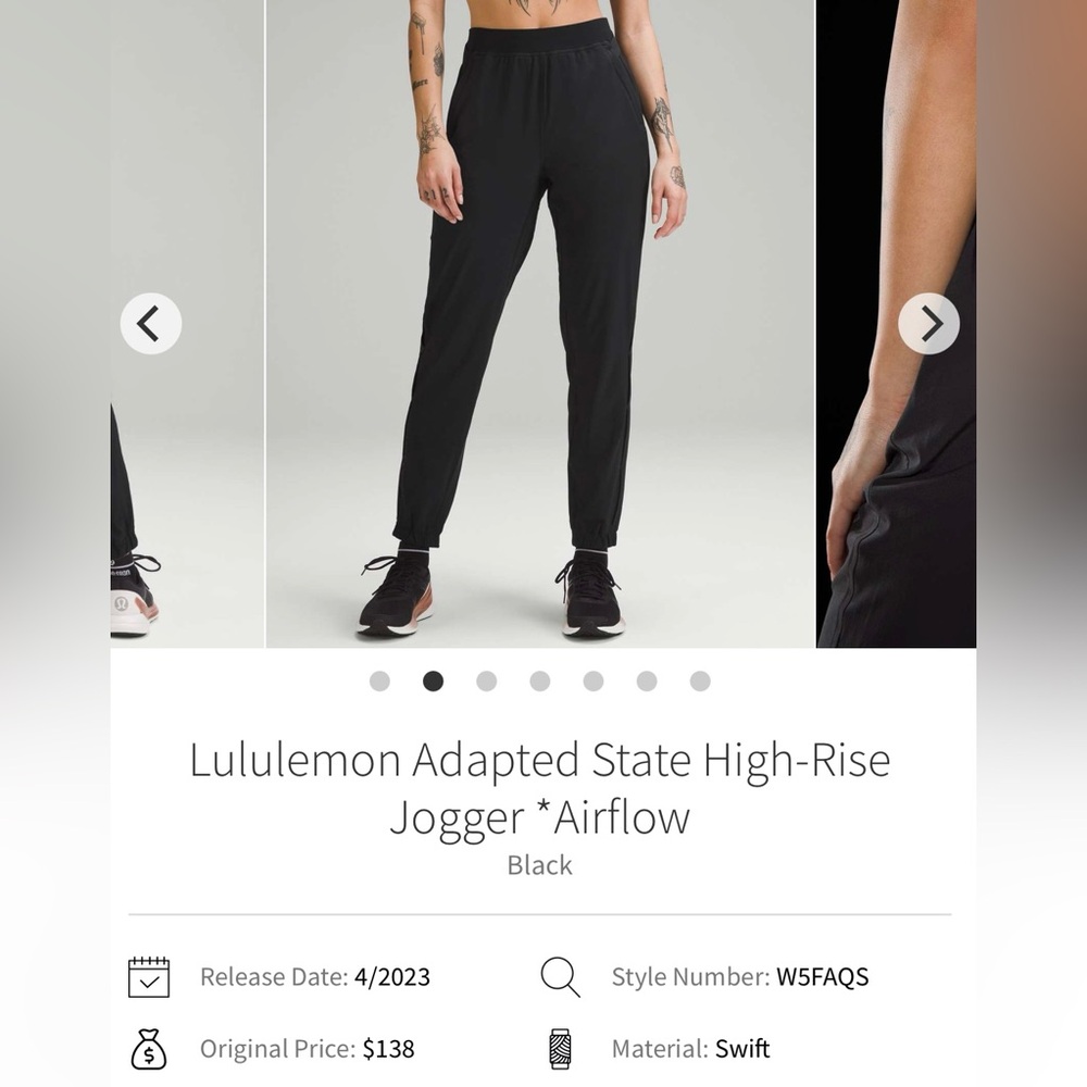 NWT Lululemon Adapted State High-Rise Jogger *Airflow size 6 Black